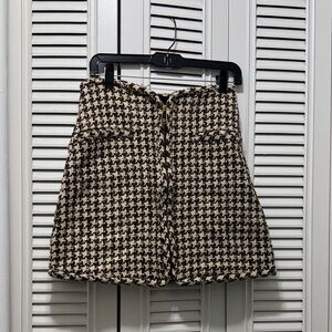 Sandro Elegant Houndstooth A-Line Skirt